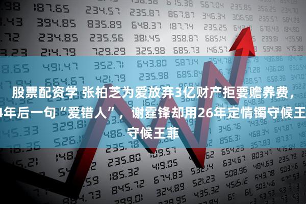 股票配资学 张柏芝为爱放弃3亿财产拒要赡养费,14年后一句“爱错人”,谢霆锋却用26年定情镯守候王菲